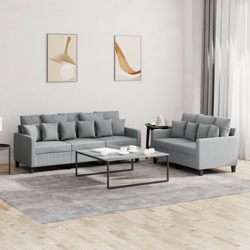 Ensemble de canapés 2 pcs avec coussins Gris clair Tissu - XIOS