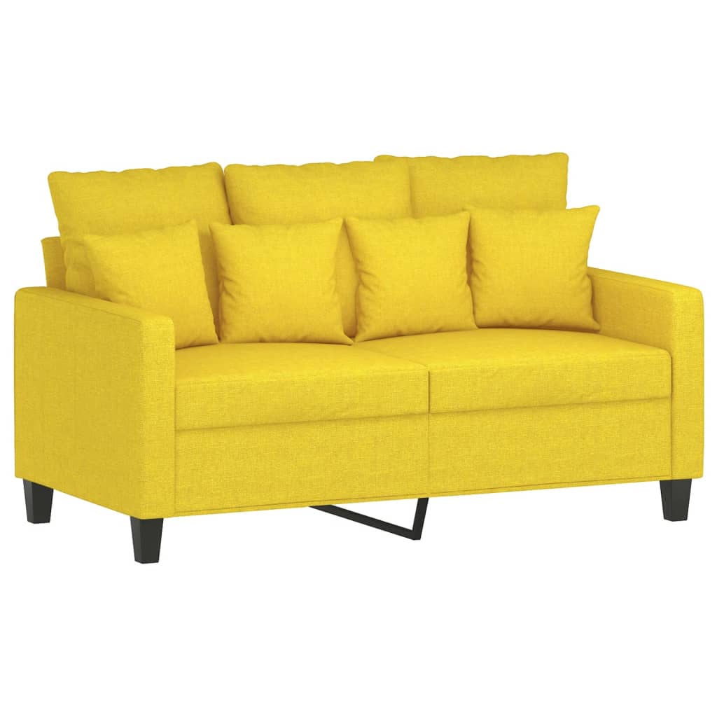 Ensemble de canapés 2 pcs avec coussins Jaune clair Tissu - XIOS