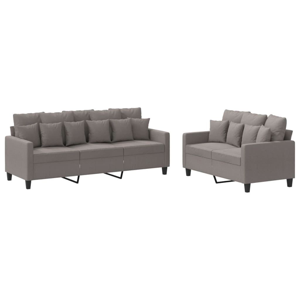 Ensemble de canapés 2 pcs avec coussins Taupe Tissu - XIOS