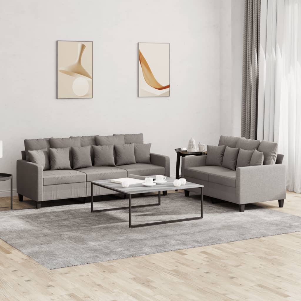 Ensemble de canapés 2 pcs avec coussins Taupe Tissu - XIOS