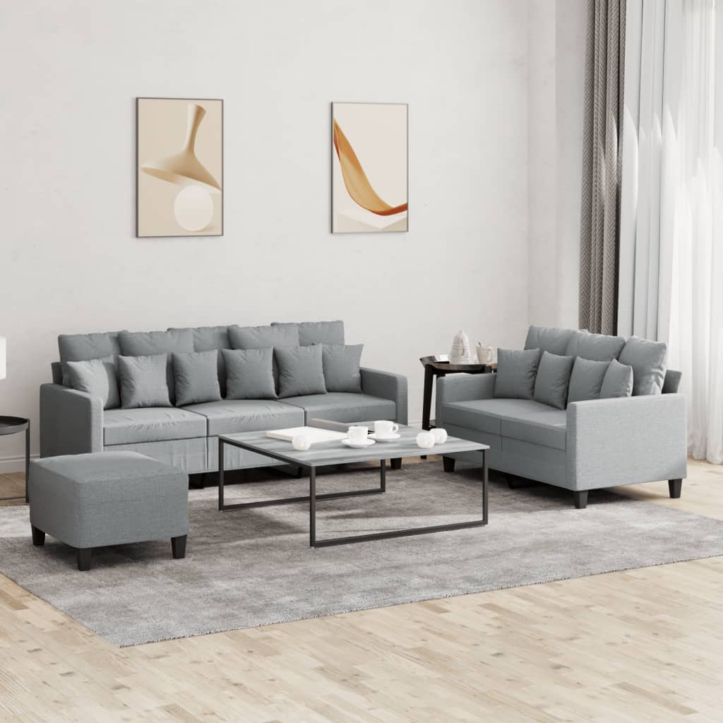 Ensemble de canapés 3 pcs avec coussins Gris clair Tissu - XIOS