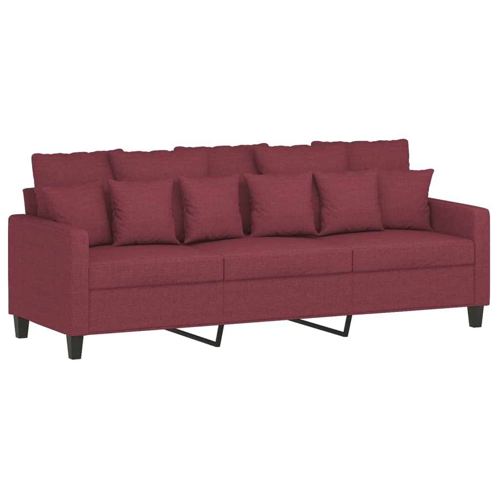 Ensemble de canapés 3 pcs avec coussins Rouge bordeaux Tissu - XIOS
