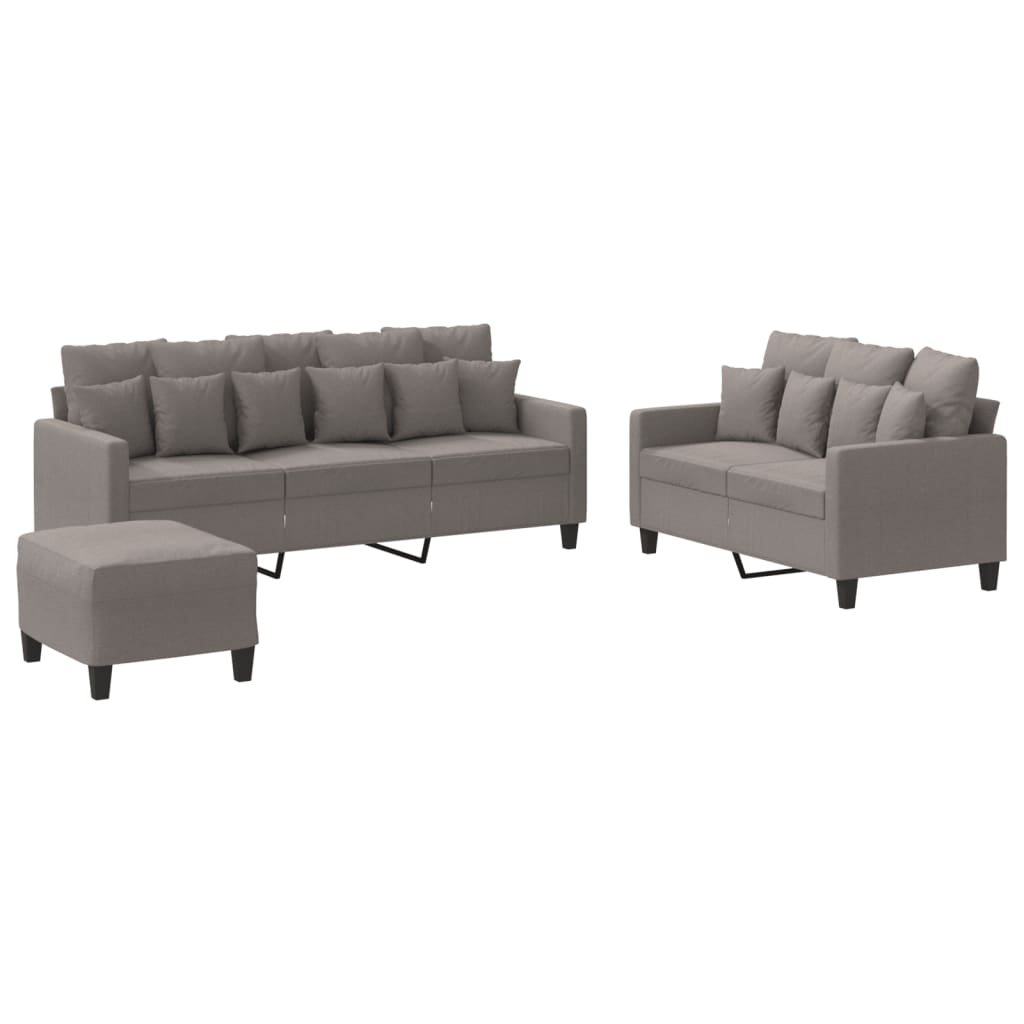 Ensemble de canapés 3 pcs avec coussins Taupe Tissu