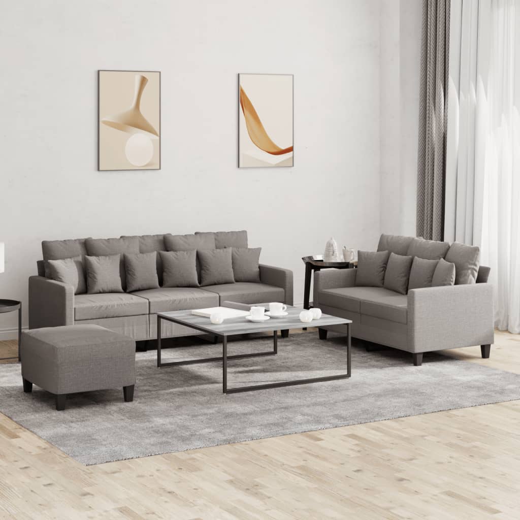 Ensemble de canapés 3 pcs avec coussins Taupe Tissu - XIOS