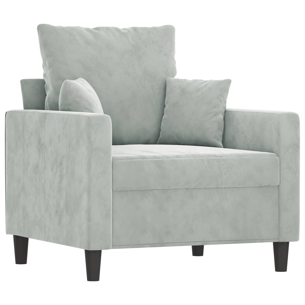 Ensemble de canapés 3 pcs avec coussins Gris clair Velours - XIOS