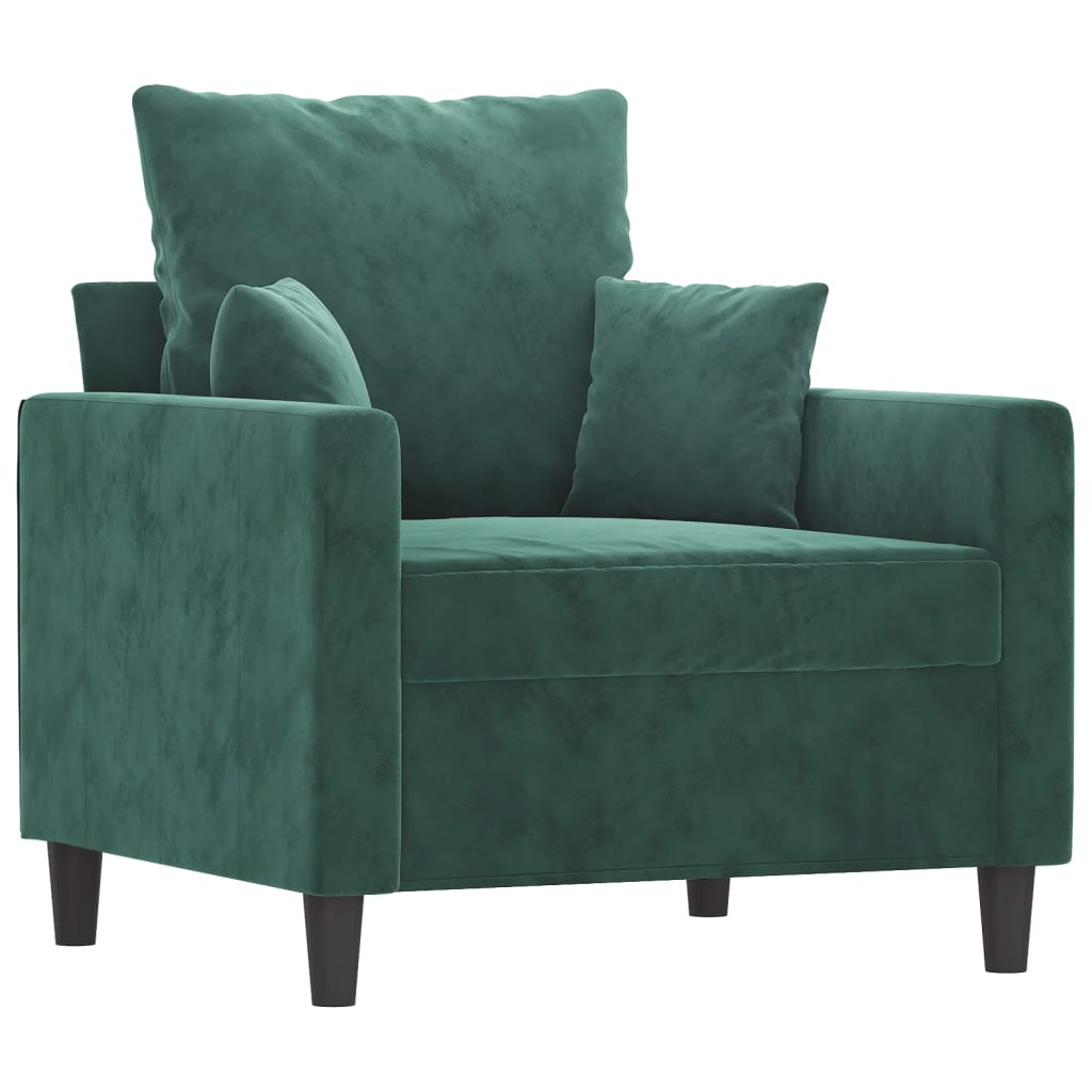 Ensemble de canapés 3 pcs avec coussins Vert foncé Velours