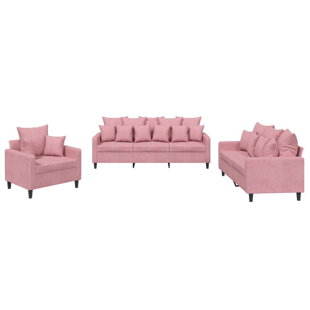 Ensemble de canapés 3 pcs avec coussins Rose Velours - XIOS