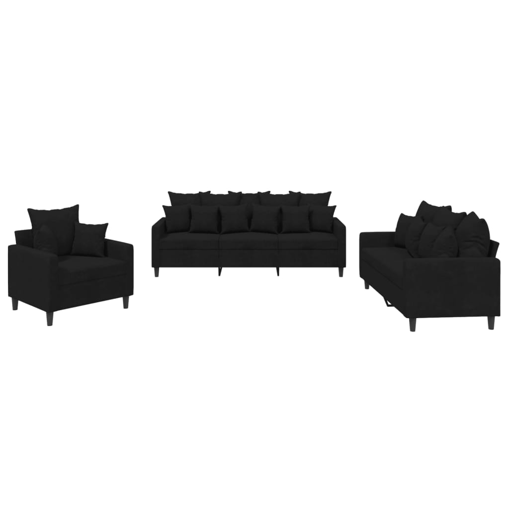 Ensemble de canapés 3 pcs avec coussins Noir Velours - XIOS