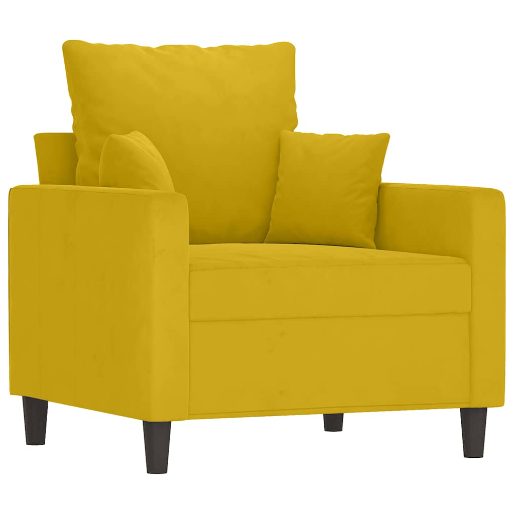 Ensemble de canapés 3 pcs avec coussins Jaune Velours