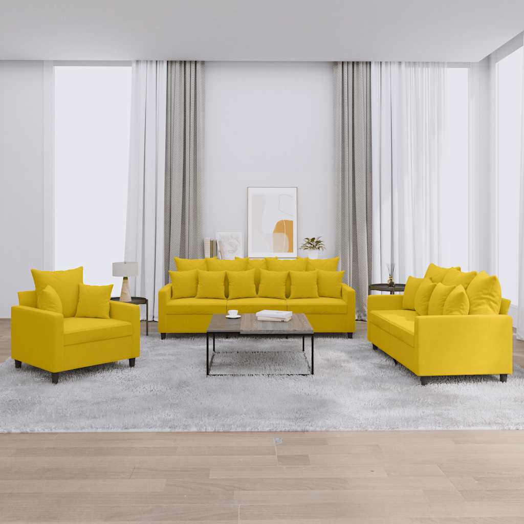 Ensemble de canapés 3 pcs avec coussins Jaune Velours - XIOS