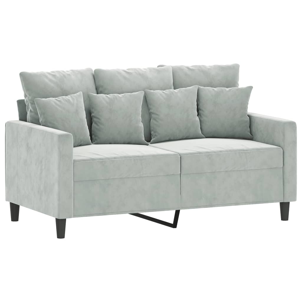 Ensemble de canapés 4 pcs avec coussins Gris clair Velours
