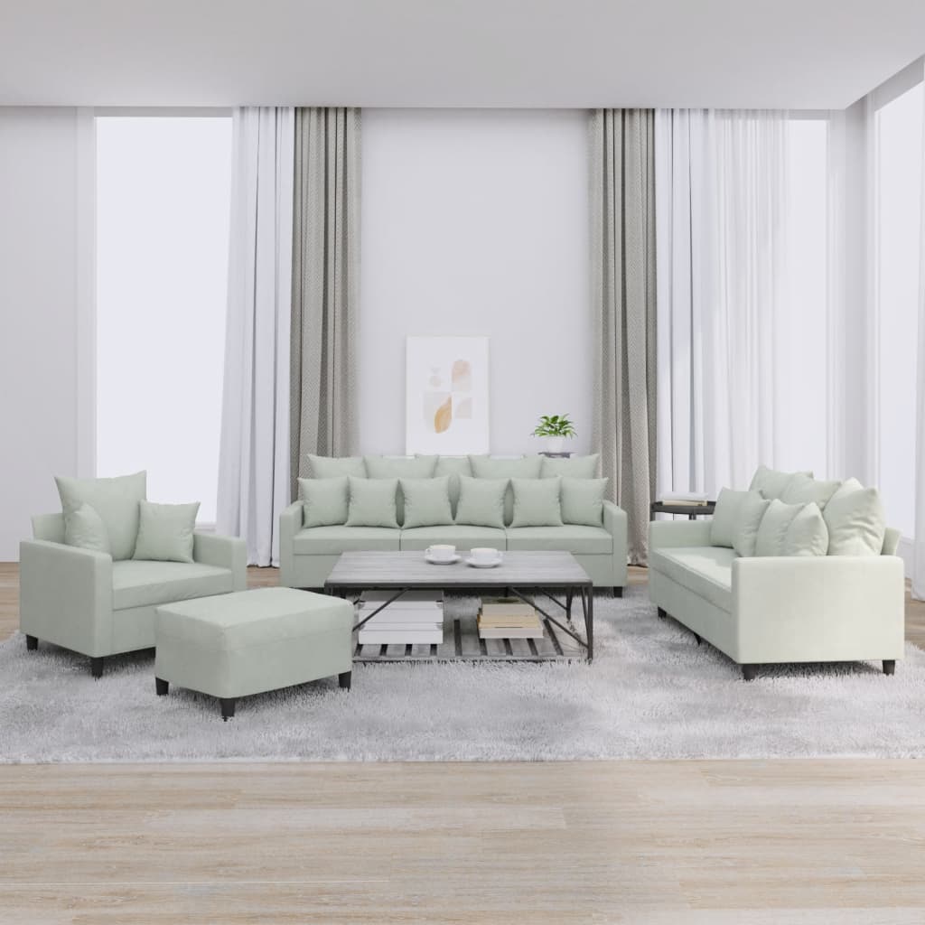 Ensemble de canapés 4 pcs avec coussins Gris clair Velours
