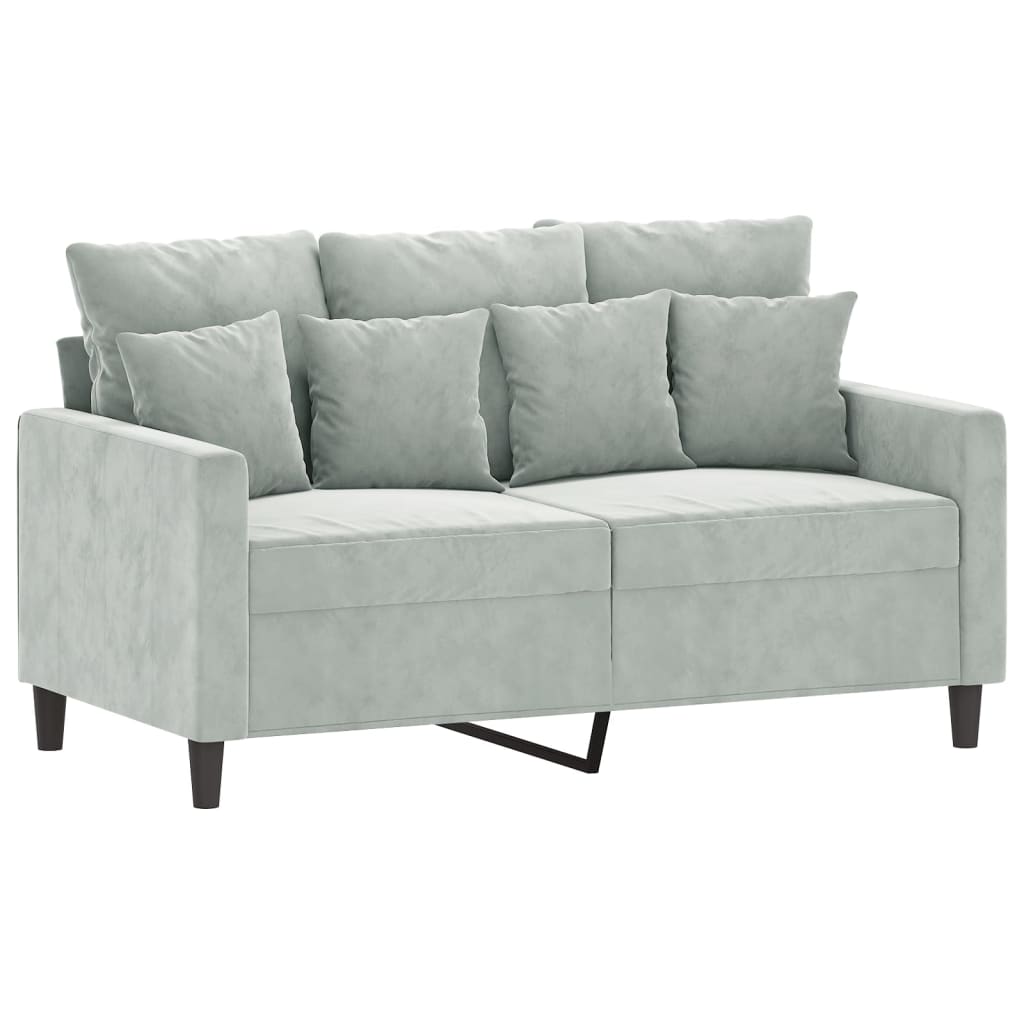 Ensemble de canapés 2 pcs avec coussins Gris clair Velours - XIOS