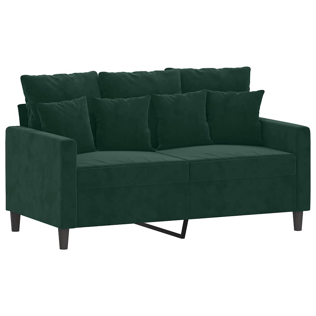 Ensemble de canapés 2 pcs avec coussins Vert foncé Velours - XIOS