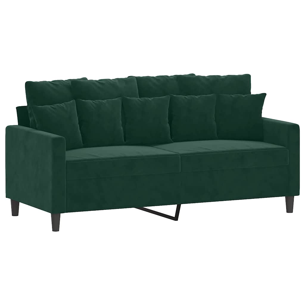 Ensemble de canapés 2 pcs avec coussins Vert foncé Velours - XIOS