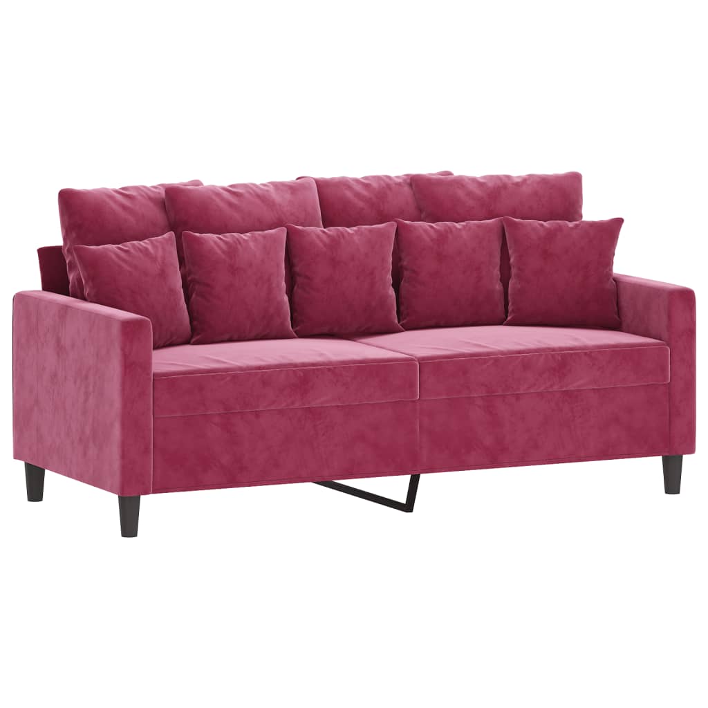 Ensemble de canapés 3 pcs avec coussins Rouge bordeaux Velours - XIOS