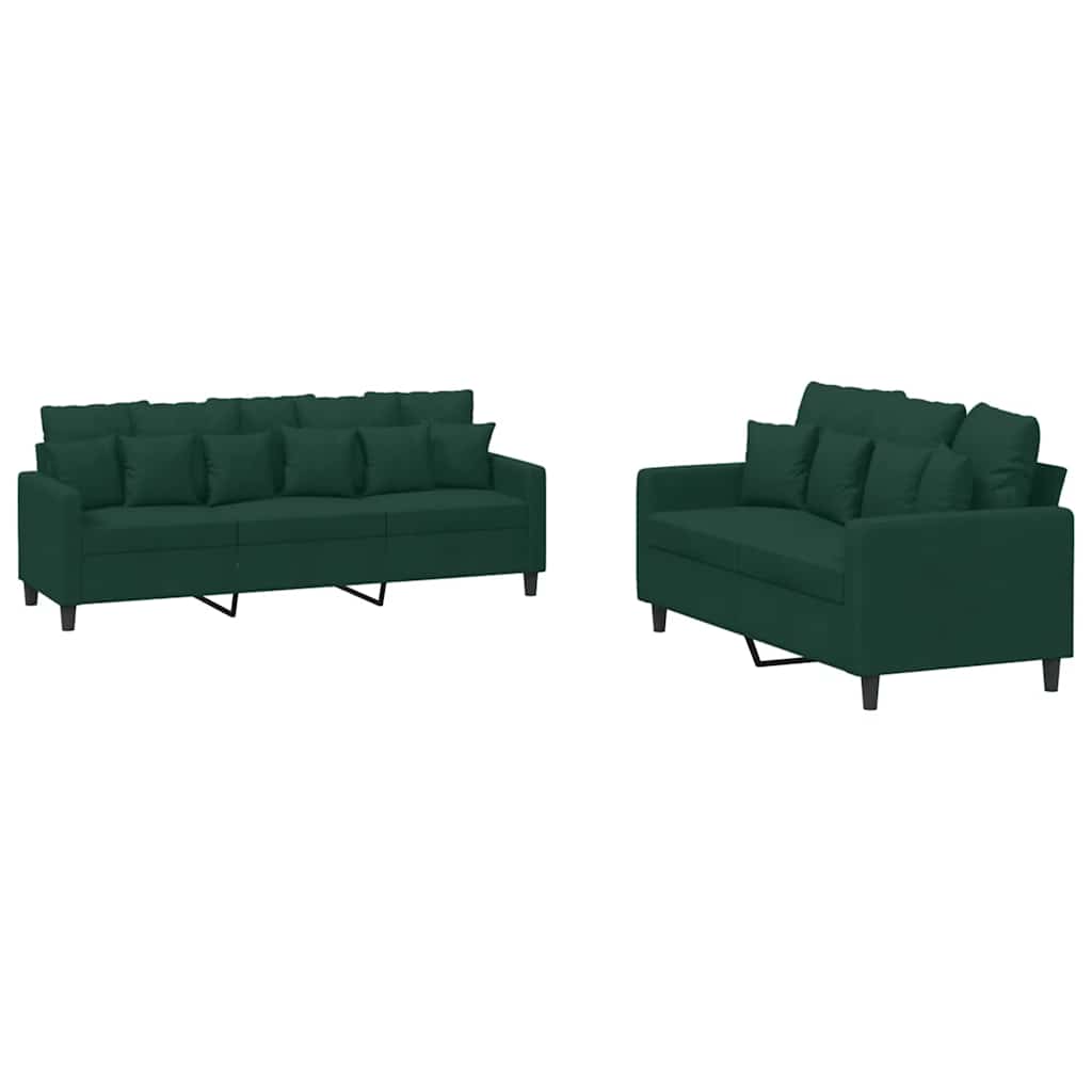 Ensemble de canapés 2 pcs avec coussins Vert foncé Velours - XIOS