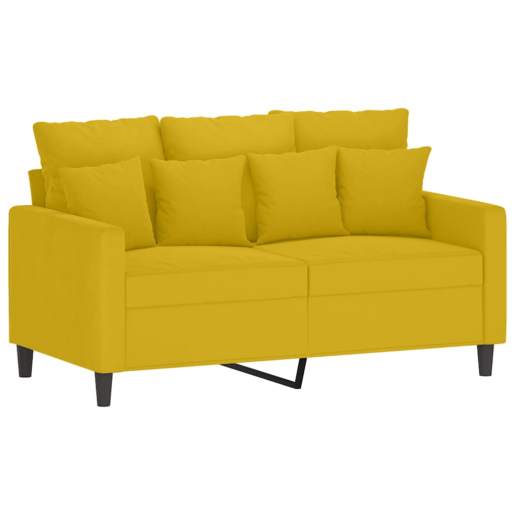 Ensemble de canapés 2 pcs avec coussins Jaune Velours - XIOS