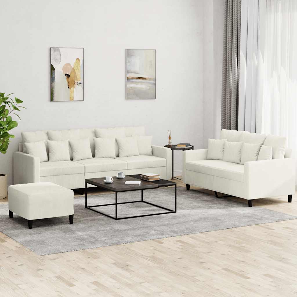 Ensemble de canapés 3 pcs avec coussins Crème Velours - XIOS