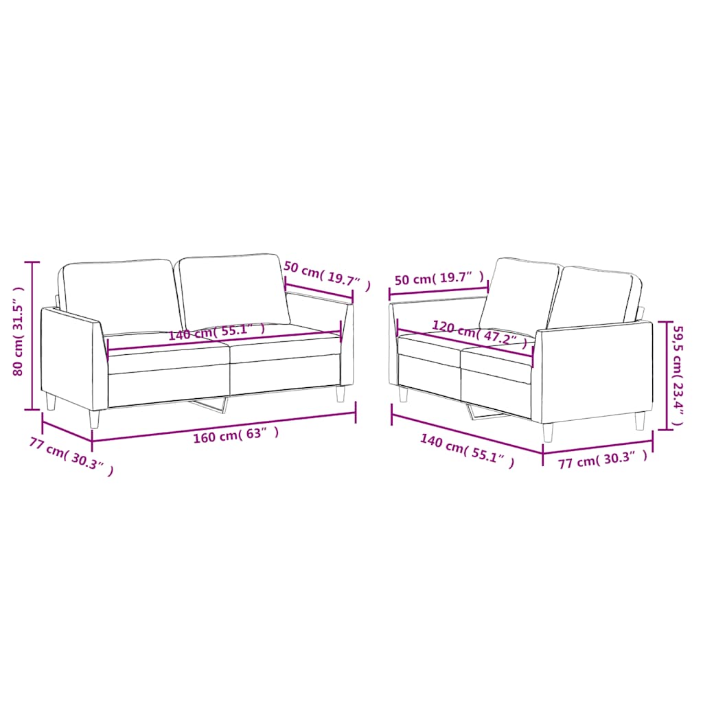 Ensemble de canapés 2 pcs avec coussins Noir Similicuir - XIOS