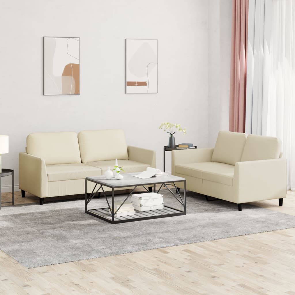 Ensemble de canapés 2 pcs avec coussins Crème Similicuir - XIOS
