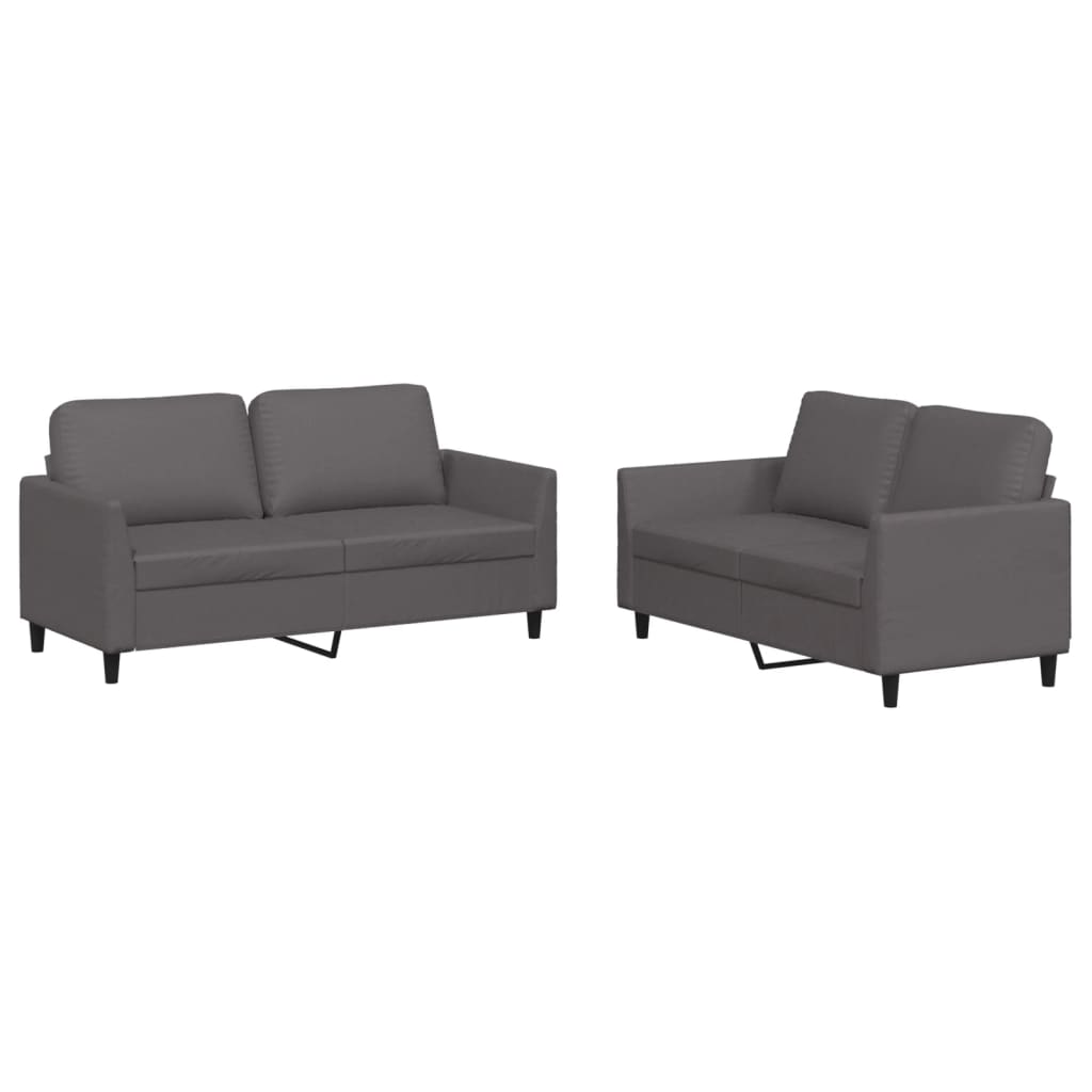 Ensemble de canapés 2 pcs avec coussins Gris Similicuir - XIOS