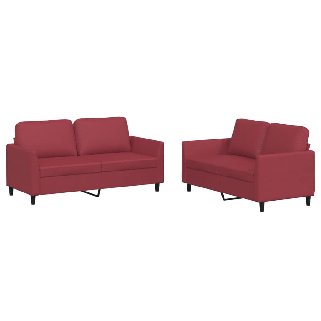 Ensemble de canapés 2 pcs et coussins Rouge bordeaux Similicuir - XIOS
