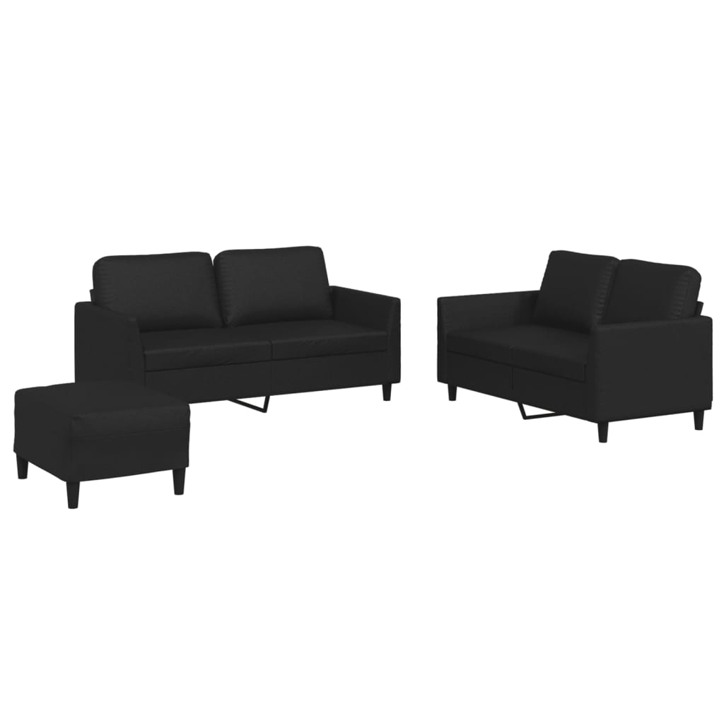 Ensemble de canapés 3 pcs avec coussins Noir Similicuir - XIOS