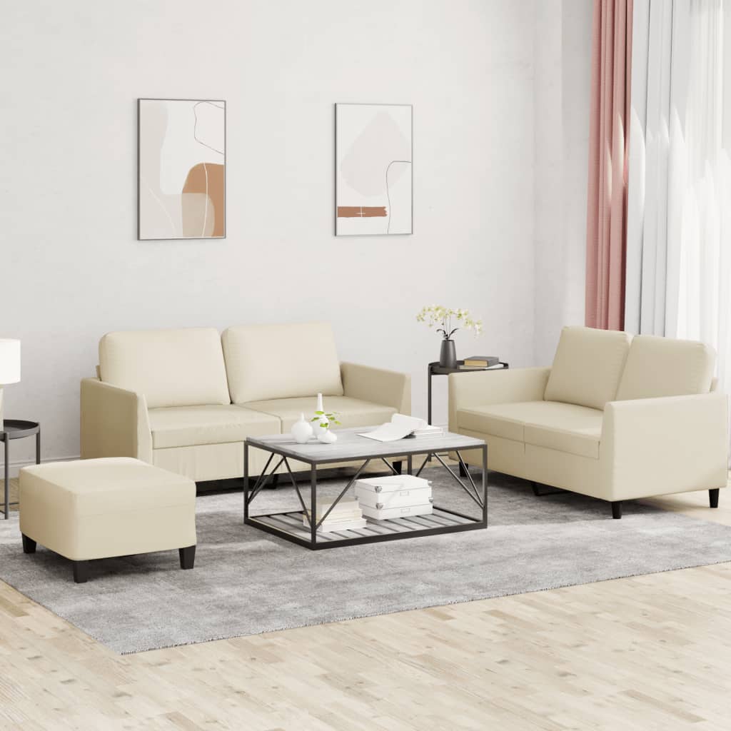 Ensemble de canapés 3 pcs avec coussins Crème Similicuir
