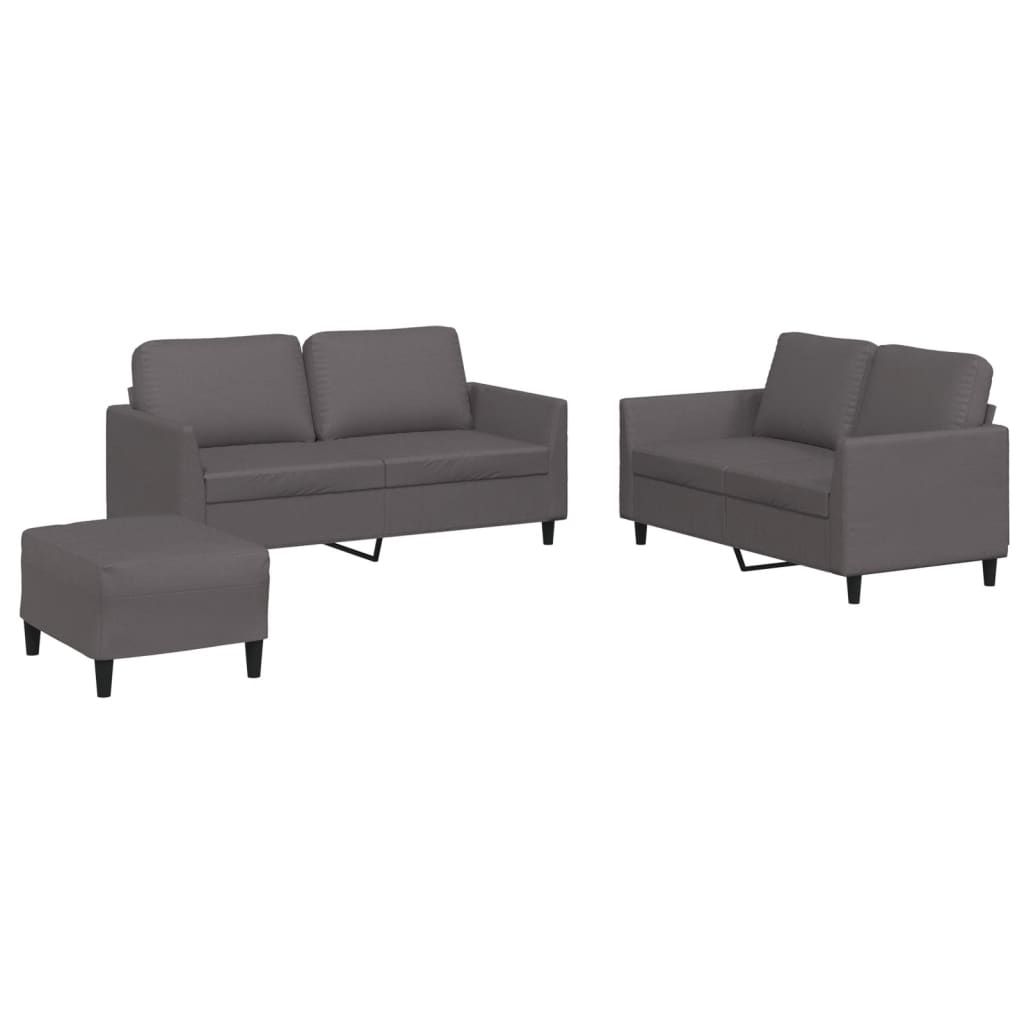 Ensemble de canapés 3 pcs avec coussins Gris Similicuir