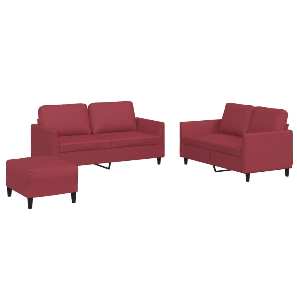 Ensemble de canapés 3 pcs et coussins Rouge bordeaux Similicuir - XIOS