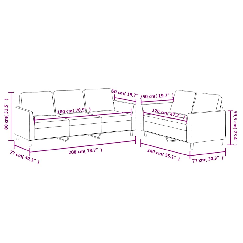 Ensemble de canapés 2 pcs avec coussins Noir Similicuir - XIOS