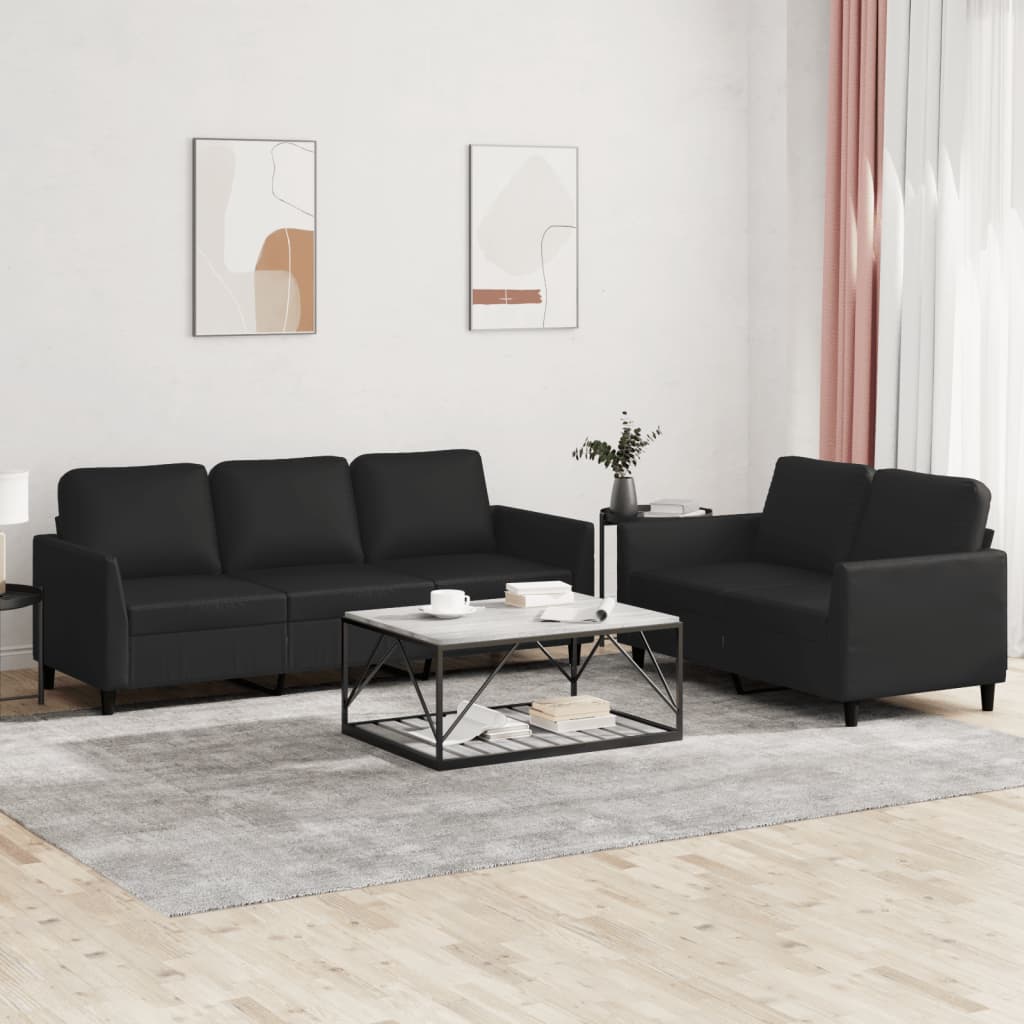 Ensemble de canapés 2 pcs avec coussins Noir Similicuir - XIOS