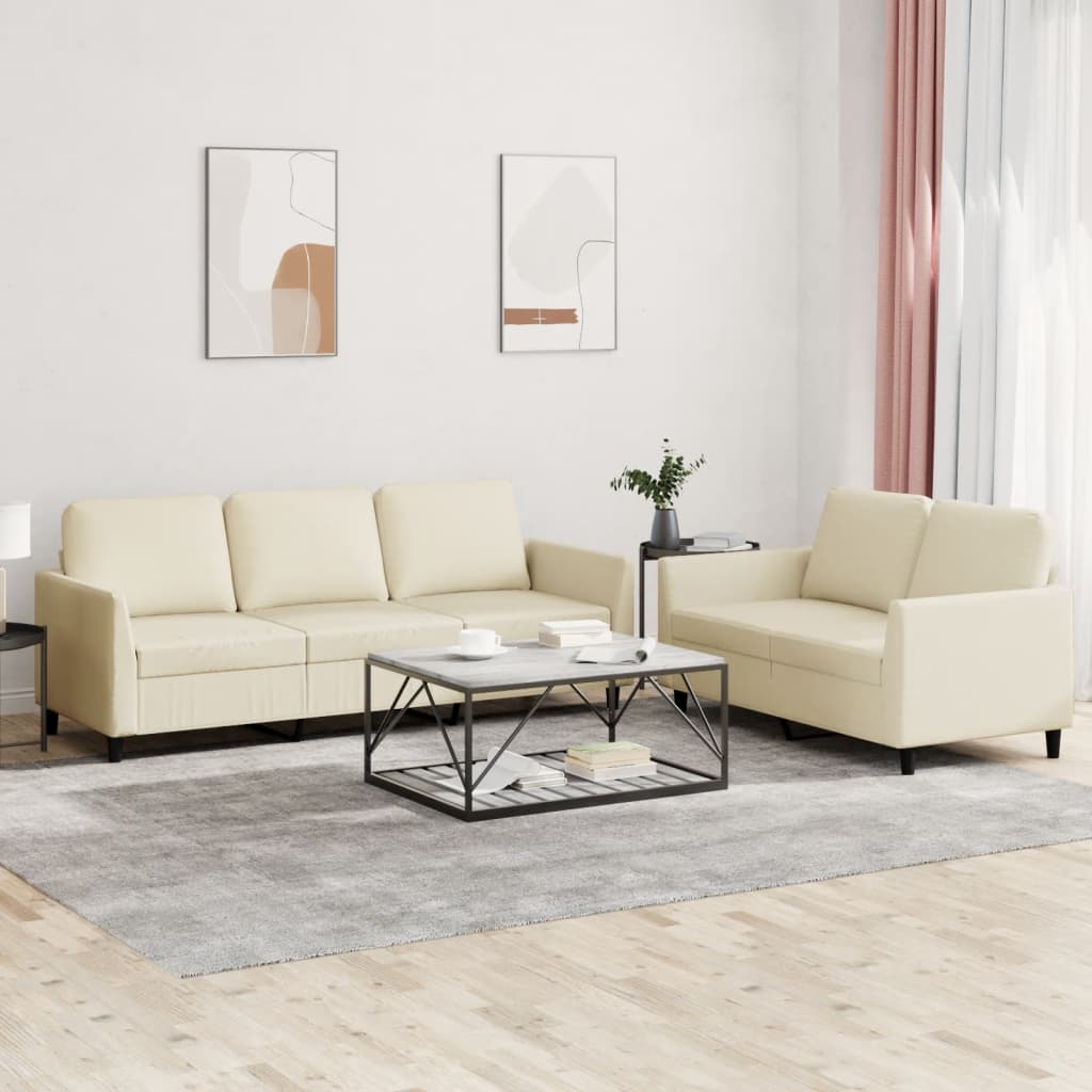 Ensemble de canapés 2 pcs avec coussins Crème Similicuir - XIOS