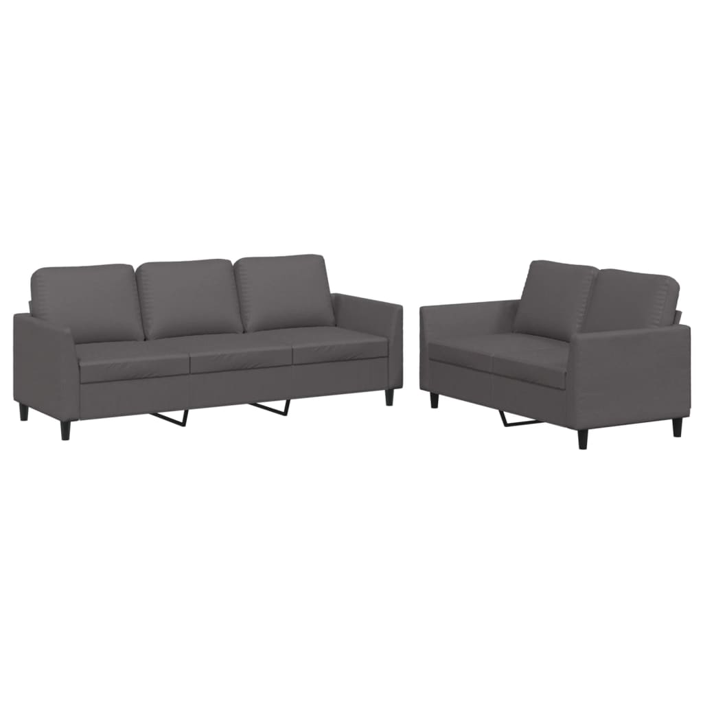 Ensemble de canapés 2 pcs avec coussins Gris Similicuir - XIOS