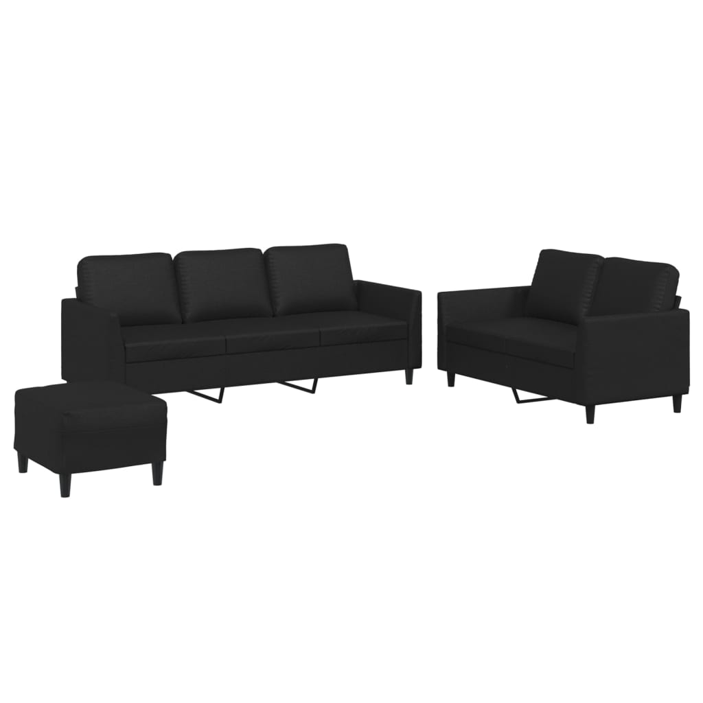 Ensemble de canapés 3 pcs avec coussins Noir Similicuir - XIOS