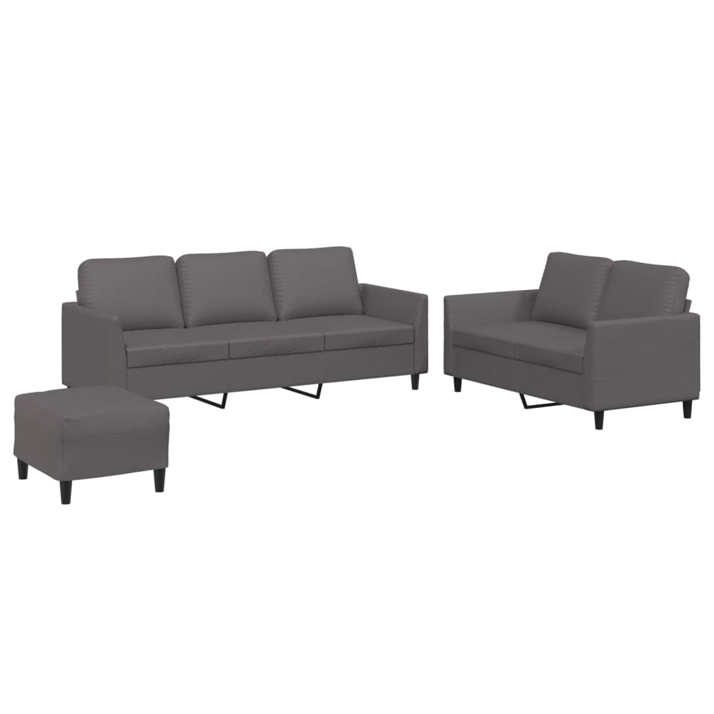 Ensemble de canapés 3 pcs avec coussins Gris Similicuir - XIOS