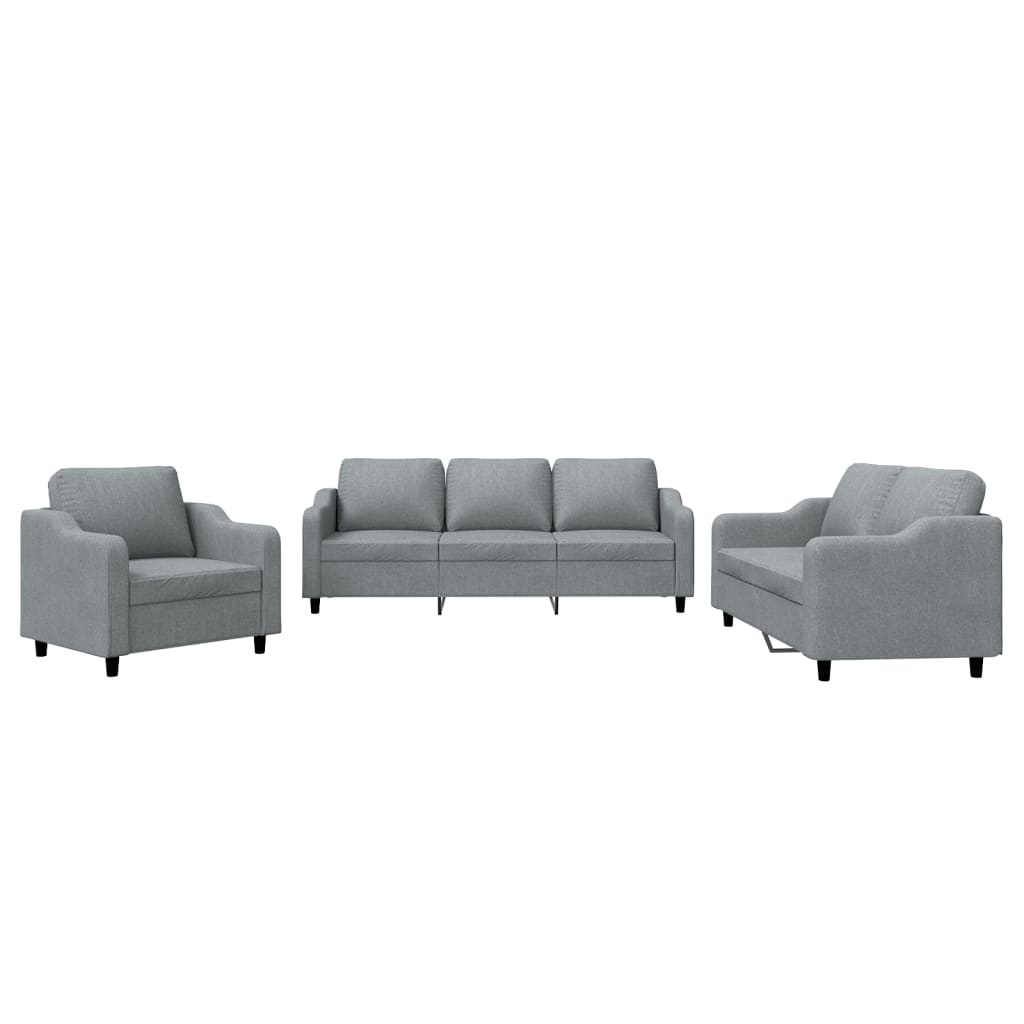 Ensemble de canapés 3 pcs avec coussins Gris clair Tissu - XIOS