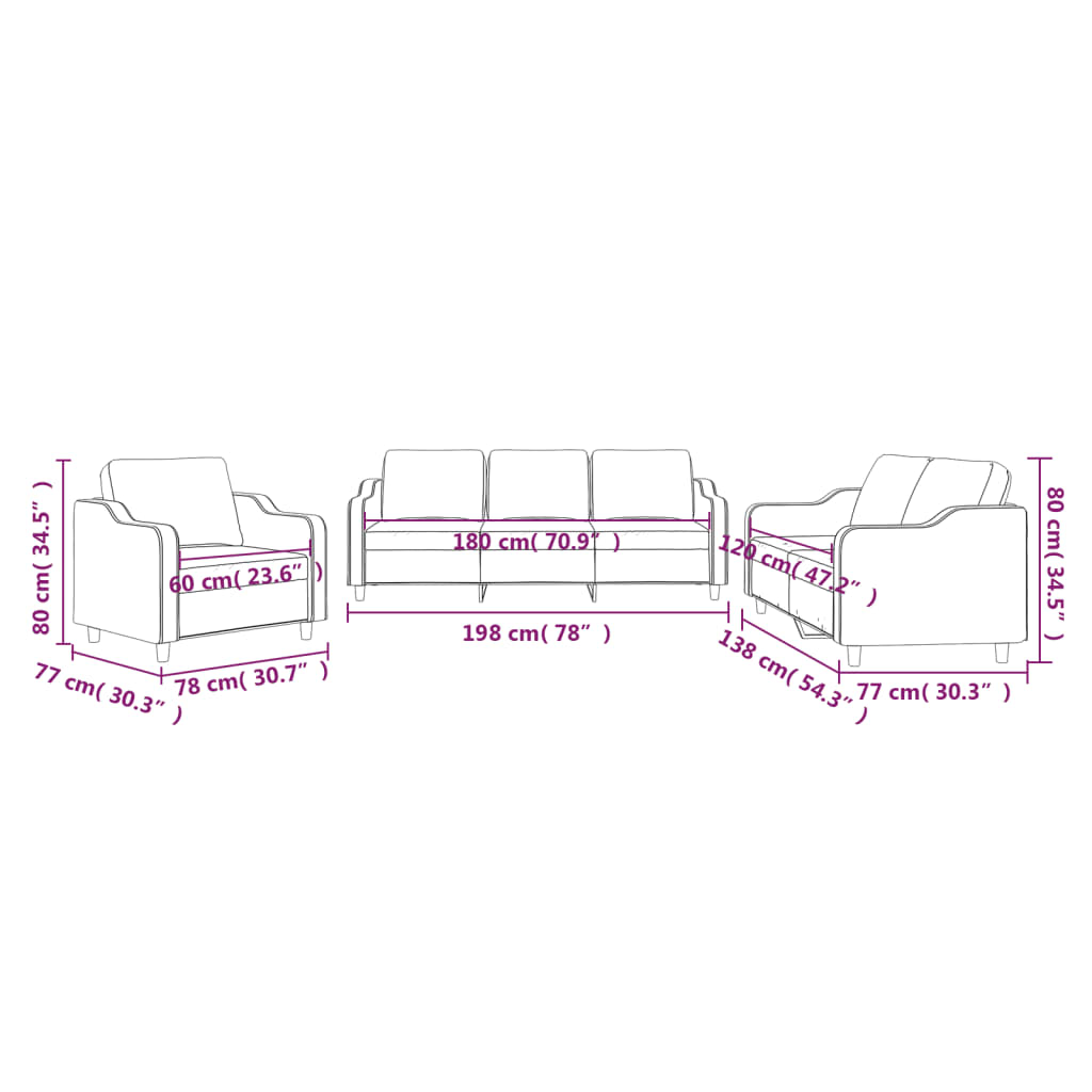Ensemble de canapés 3 pcs avec coussins Gris clair Tissu - XIOS