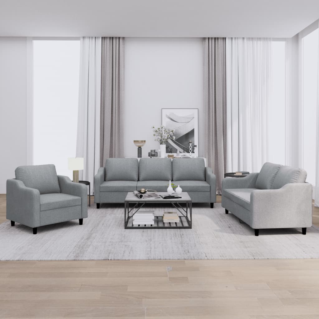 Ensemble de canapés 3 pcs avec coussins Gris clair Tissu - XIOS