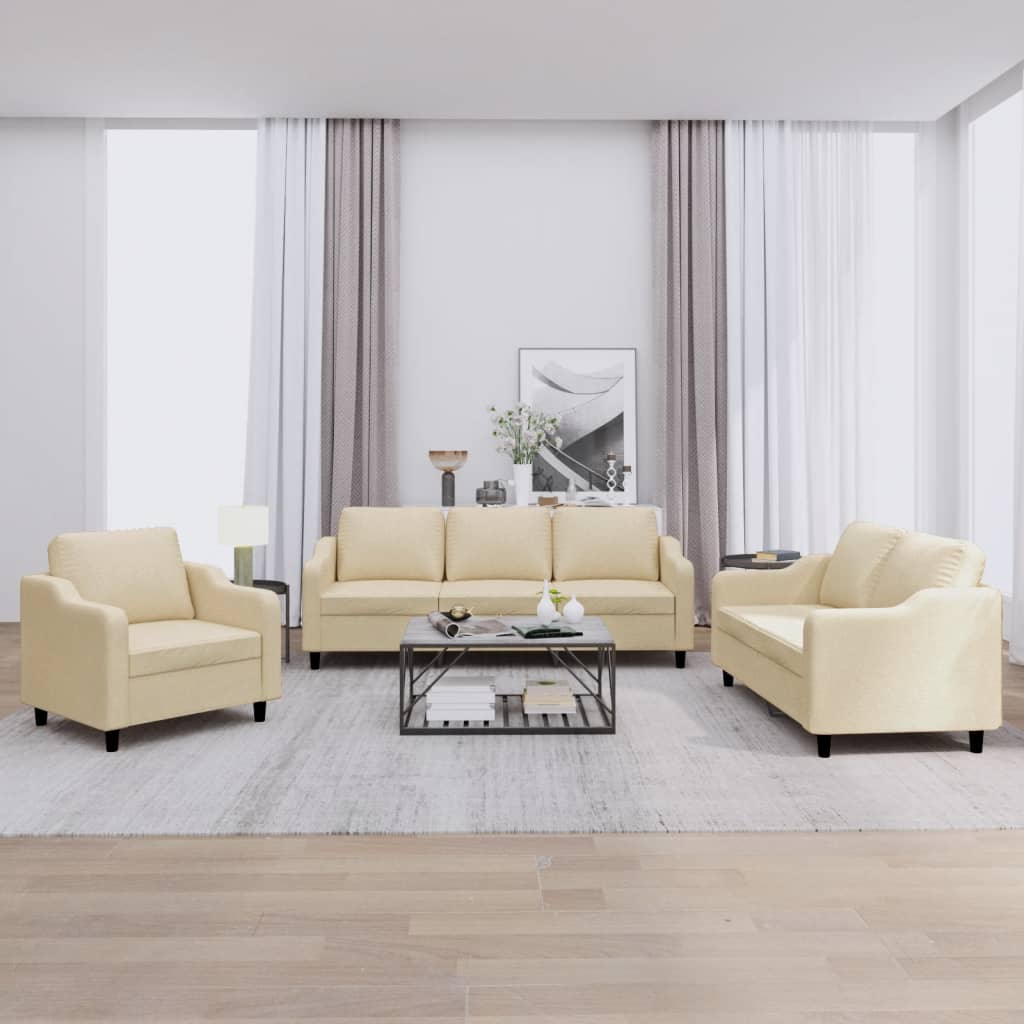 Ensemble de canapés 3 pcs avec coussins Crème Tissu - XIOS