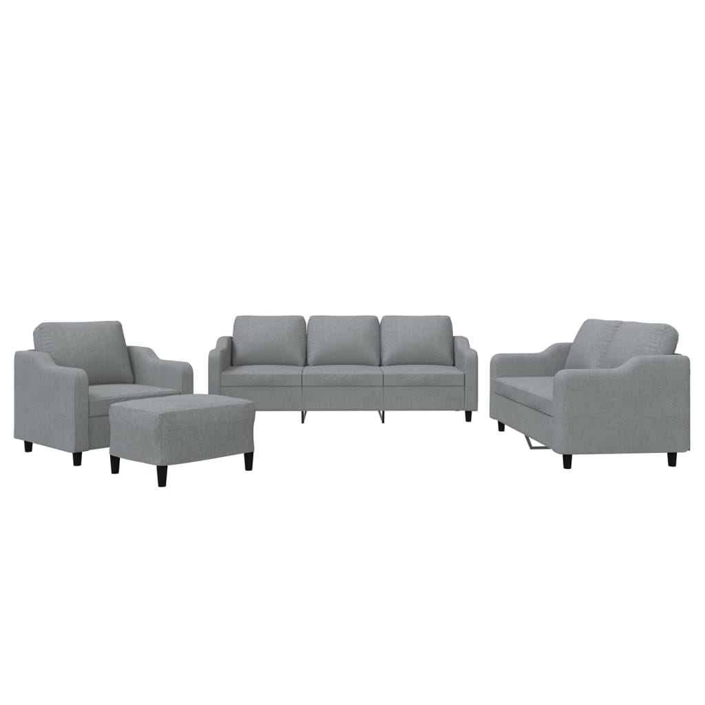 Ensemble de canapés 4 pcs avec coussins Gris clair Tissu