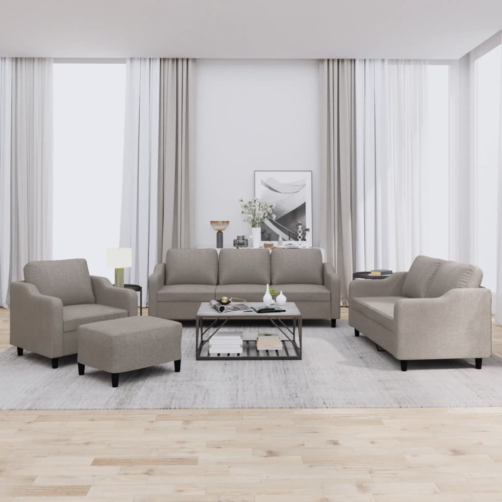 Ensemble de canapés 4 pcs avec coussins Taupe Tissu