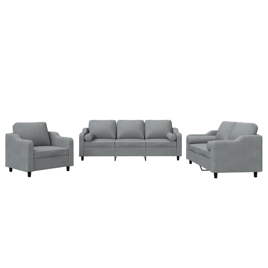 Ensemble de canapés 3 pcs coussins gris clair tissu - XIOS