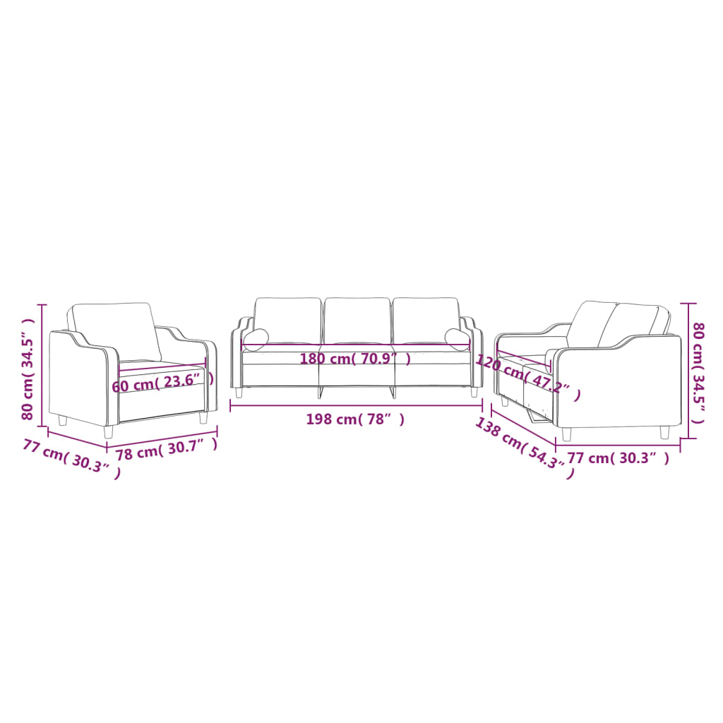 Ensemble de canapés 3 pcs coussins gris clair tissu