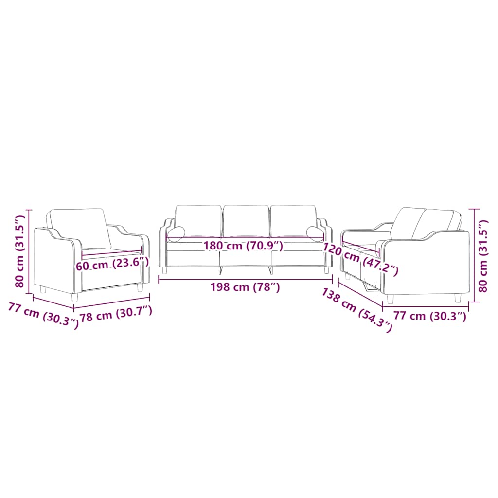 Ensemble de canapés 3 pcs avec coussins jaune clair tissu