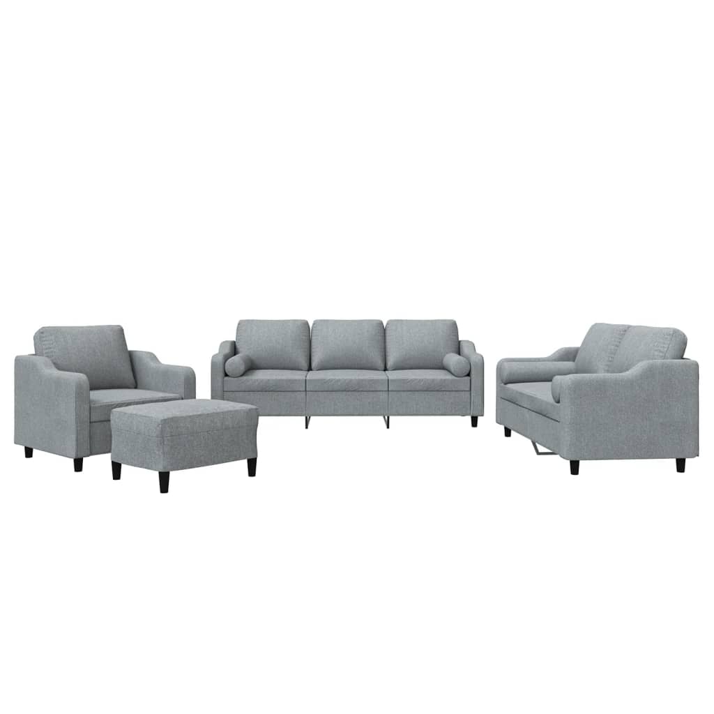 Ensemble de canapés 4 pcs coussins gris clair tissu