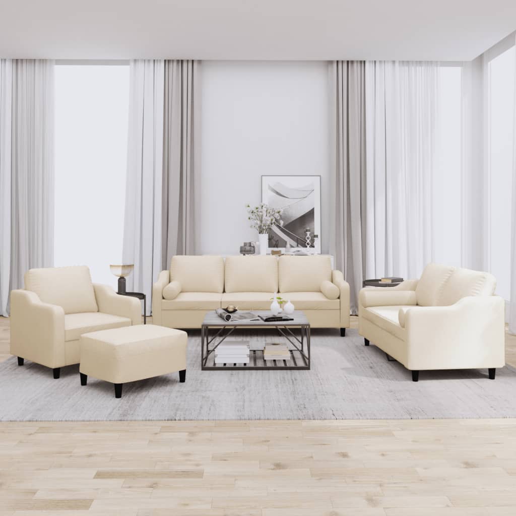 Ensemble de canapés 4 pcs avec coussins crème tissu - XIOS