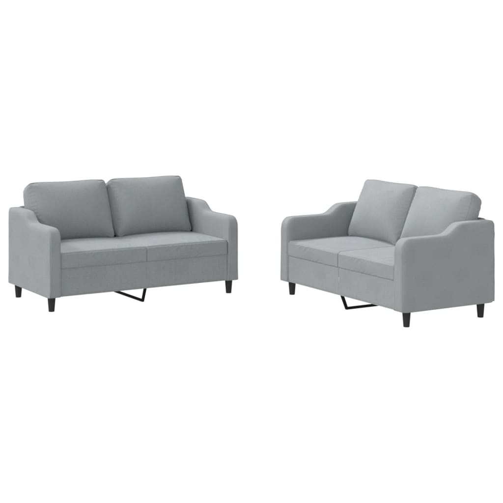 Ensemble de canapés 2 pcs avec coussins Gris clair Tissu - XIOS