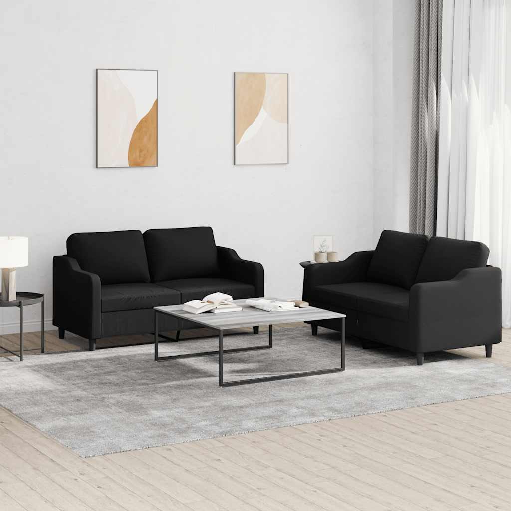 Ensemble de canapés 2 pcs avec coussins Noir Tissu - XIOS